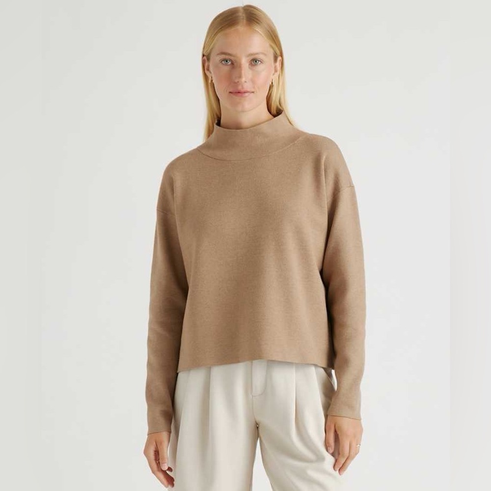 Quince Camel Cowl Neck Sweater